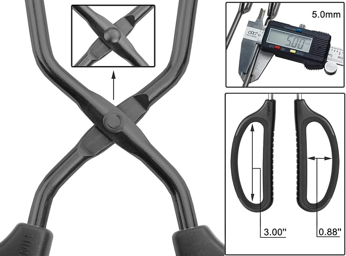 HINMAY 10" 12" 16" Stainless Steel Kitchen Scissor Tongs Set, Set of 3 | Non-Slip Comfortable Grip Scissor Tongs for Cooking, Grilling & Serving