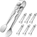 HINMAY 6PCS Mini Serving Tongs 4-Inch Small Rose Sugar Cube Tongs (Silver)