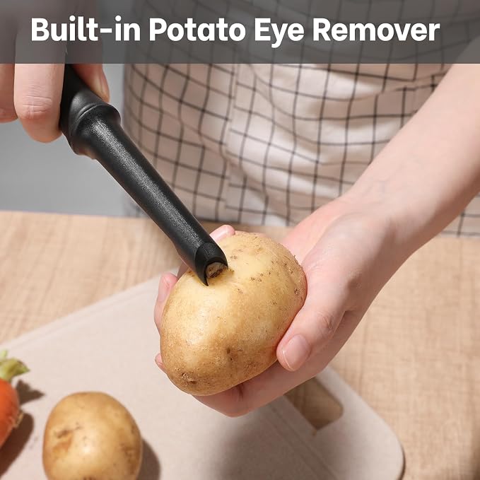 Beneno Swivel Vegetable Peeler, Smooth Peeling Potato Peeler (2, Black) | Razor-Sharp Stainless Steel Blade, Ergonomic Non-Slip Grip, Built-In Potato Eye Remover, Durable Design for Fruits & Veggies
