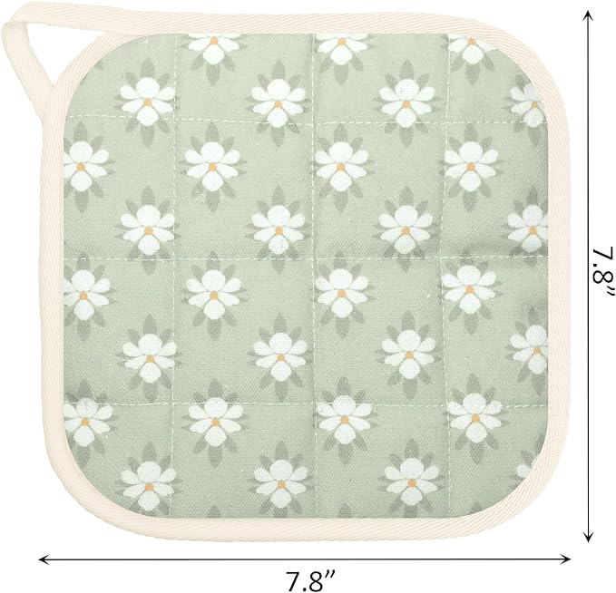 6 Pack Pot Holders 100% Cotton Heat Resistant Potholder, Machine Washable Pot Holder, Hot Pads, Table Pads for Cooking Baking (C)