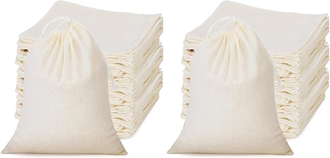 Tatuo 50 Pieces 4 x 6 Inches Muslin Cotton Drawstring Bags Canvas Linen Sachet Bag Reusable Empty Gift Pouch for Party Home Supplies (Pack of 2)