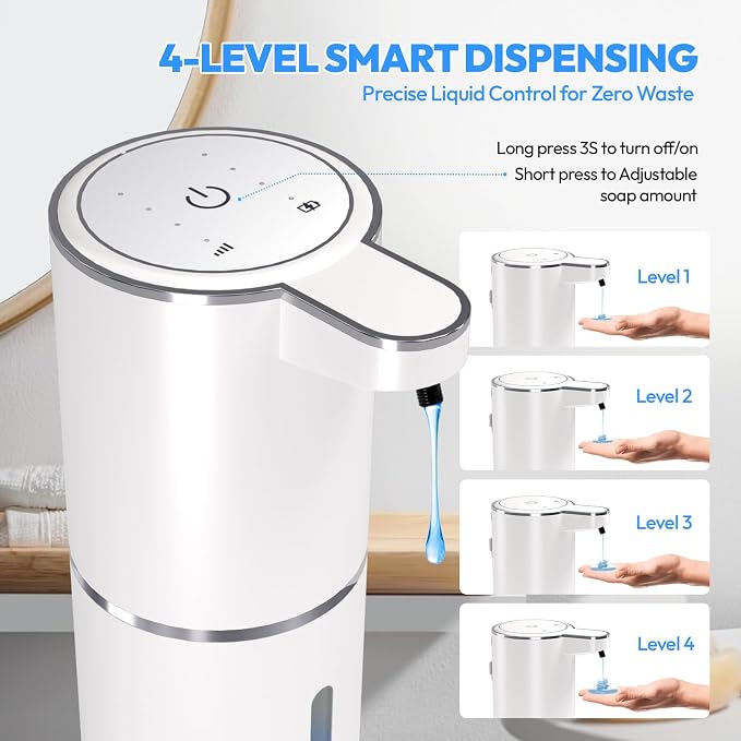 2 Pack Automatic Soap Dispenser Touchless,Liquid Hand Soap Dispenser 12.8oz Electric Wall Mounted Smart for Bathroom and Kitchen Dish Soap，Easy for Toddlers(White)