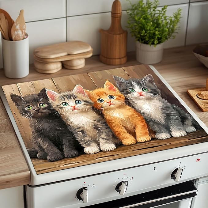 HOMETITUTE Four Cute Cats Stove Top Cover 28x20 Diatomite Mat