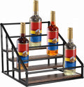 YQBRAO 4-Tier Coffee Syrup Organizer, 16-Bottle Rack, Rustic Brown | Holds up to 16 bottles with stepped visibility; rustic wood and metal design for syrups, kitchens, and home coffee bars.