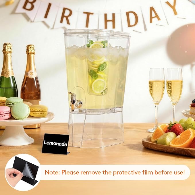 Lifewit 2 Gal Drink Dispenser with Fruit Infuser & Leak-Proof Spigot, 2 Pcs | BPA-free Plastic Beverage Container with Stand, Large Capacity for Lemonade Stand & Mimosa bar, Pitcher for Juice, Tea, Soda