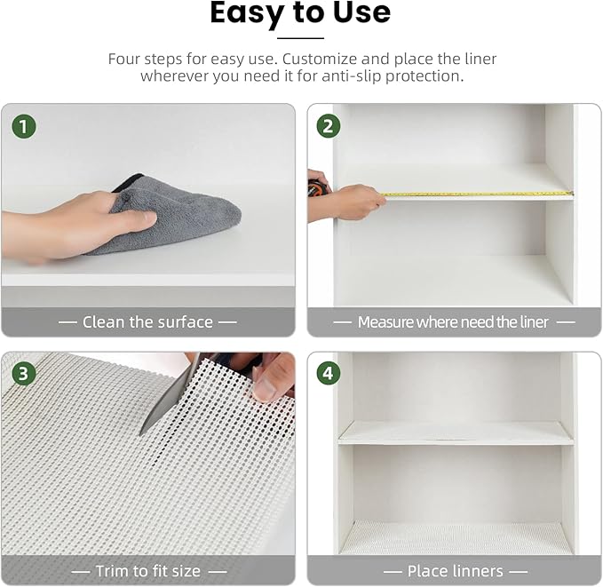 BAGAIL Non-Adhesive Shelf Liner, Thick Strong Grip Drawer Liners for Kitchen Cabinets, Heavy-Duty Easy Cut Cabinet Liners for Shelves, Pantry, Bathroom Cupboards - 17.5" x 20FT, White