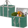 VENO 2 Pack Cooler Bag Insulated Grocery Bags for Food Delivery Heavy Duty | Large Collapsible Cooler, Reusable Shopping Tote with Zippers, Foldable, Stands Upright, for Picnic Camping (Green, 2 Pack)