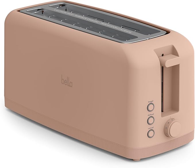 bella Fits-Anywhere™ Slim Toaster, 4 Slice Extra Long & Wide Slot, Blossom
