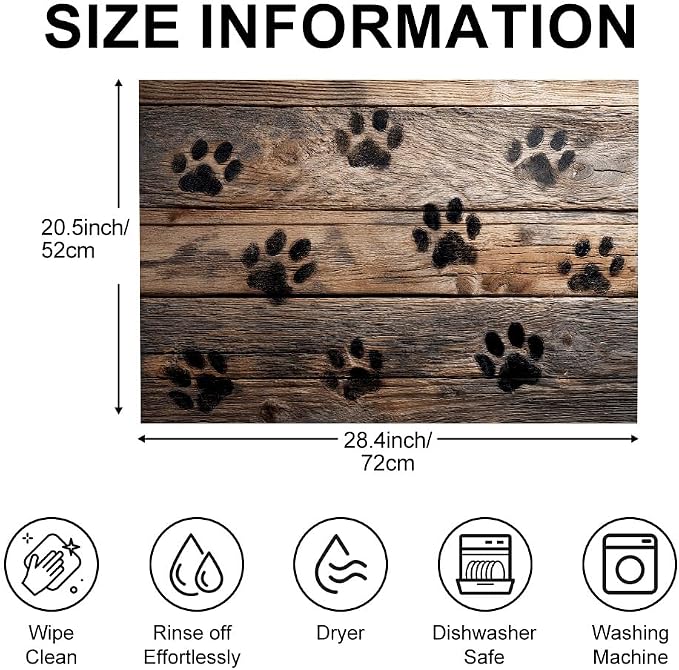 Paw Print Stove Top Cover 28x20 Inch Decorative Electric Stove Cover | Heat Resistant Cooktop Protector Mat with Non-Slip Backing, Scratch Protection and Countertop Drying Mat.