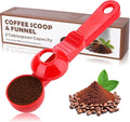 2-in-1 Coffee Scoop with Funnel, 2 Tbsp Measuring Spoon for Reusable K Cups, Ground Coffee, Protein Powder & Tea, Mess-Free Plastic Design（Red-1pack）