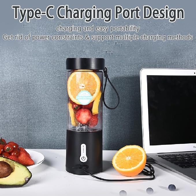 Portable Blender for Smoothies and Shakes, USB-C Rechargeable Personal Blender with 6 Stainless Steel Blades, Mini Juicer BPA Free, Portable Juicer for Kitchen Gyms Office Travel Outgoing