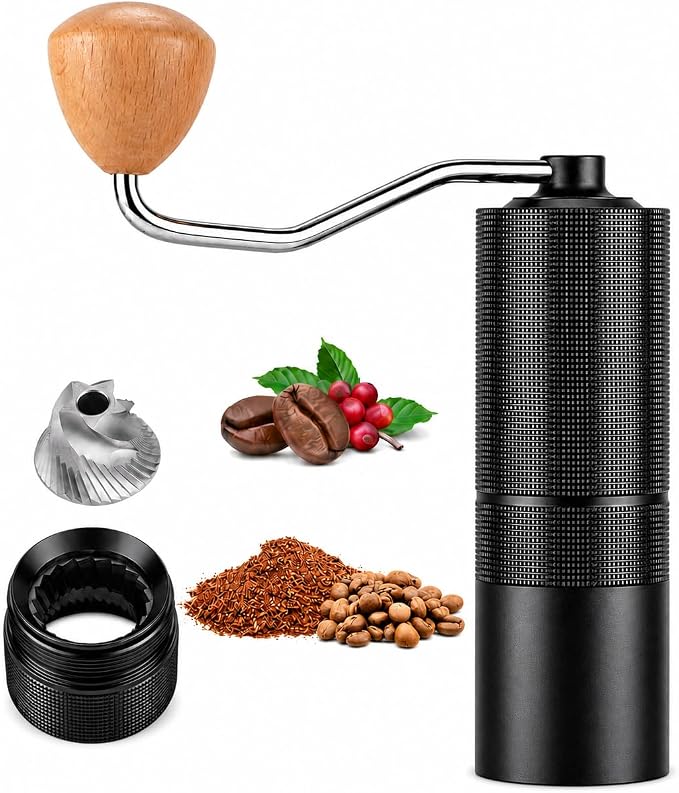 C38 Manual Coffee Grinder with Removable 38mm CNC Stainless Steel Burr, All-Metal Hand Coffee Grinder with 36+ Adjustable Grind Settings for Espresso, Pour Over, French Press & Travel
