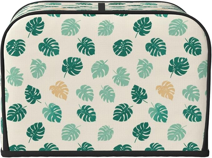 4 Slice Toaster Cover Tropical Leaf Dust Proof Washable Kitchen Appliance Cover with Pocket, Oxford Fabric Countertop Toaster Protector for Standard Toasters Small Appliances