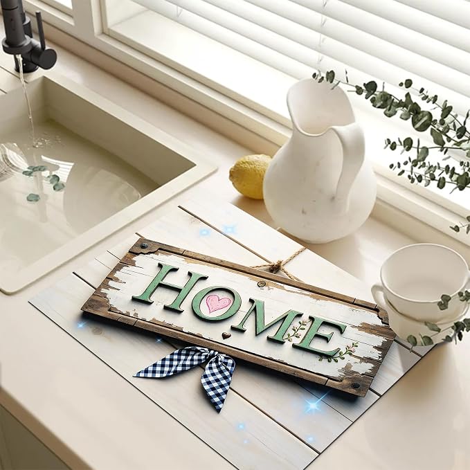 HOMETITUTE Spring Stove Top Covers for Electric Stove 28x20 Inches Rustic HOME Sign Heat Resistant Glass Cooktop Protector Pad Decorative Stovetop Cover for Kitchen Coffee Bar Decor
