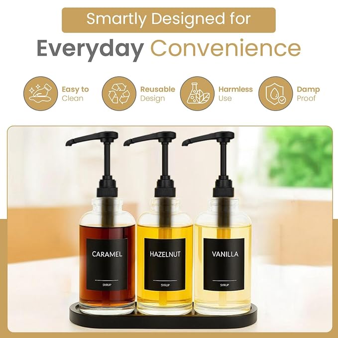 12 Pack Black Syrup Pump Dispenser for 750ml Plastic Bottles Torani | Consistent Liquid Measurement Accurate Beverage Measurement