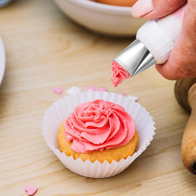 3 PCS Piping Tips Set Large Frosting Piping Kit Stainless Steel Cake Icing Nozzles Tips Decorating Tools Silver Pastry Bags Tips Accessories for Cookie Cupcake Baking Buttercream Supplies