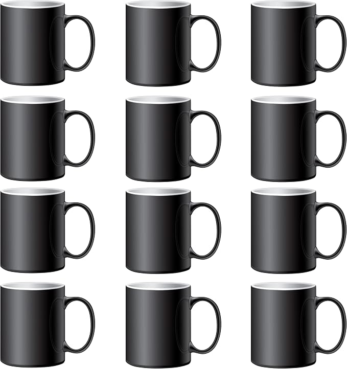 TANGLONG 15oz Tazas Magicas Para Sublimacion Mug Set of 12-Color Changing | Ceramic Cup,Tazas Para Sublimar for Milk, Hot Cocoa,Sublimation Blanks,Heat Sensitive Coffee Mugs for homemade gifts