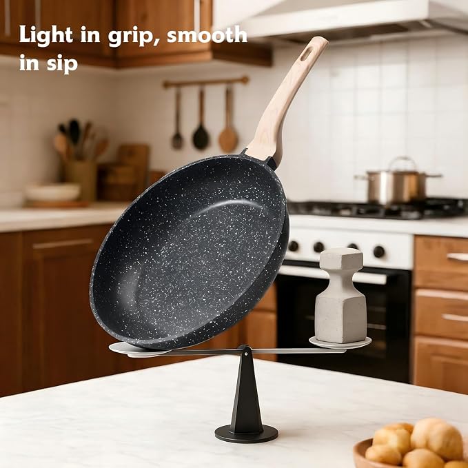 10 inch Nonstick Frying Pan Skillet, Non Stick Granite Fry Pans, Stone Cookware Omelet Pan, Egg Frying Pan with Heat-Resistant Handle, Requires Installation, PFOA Free Chef's Pan, Induction Compatible