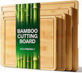 Zarler Bamboo Cutting Boards for Kitchen, 4 Piece Durable Wood Cutting Board with Juice Grooves and Handles, Wooden Chopping Board Set for Meal Prep, XL Size, Ideal Kitchen Gift
