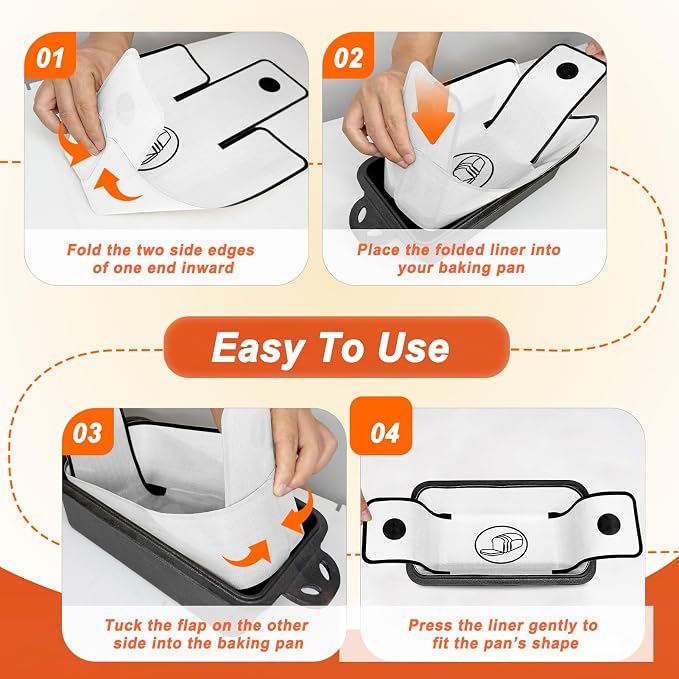 4 Pack Full-Coverage Silicone Bread Sling, Nonstick Silicone Loaf Pan Liner | Reusable & Dishwasher Safe Bread Baking Mats Fit 9x5, 9.5x5, 10x5 Inch Bakeware, Folded Corners Prevent Batter Leakage, White