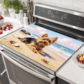 HOMETITUTE Summer Stove Top Cover 28x20 Beach Dog Oil Painting Heat Resistant