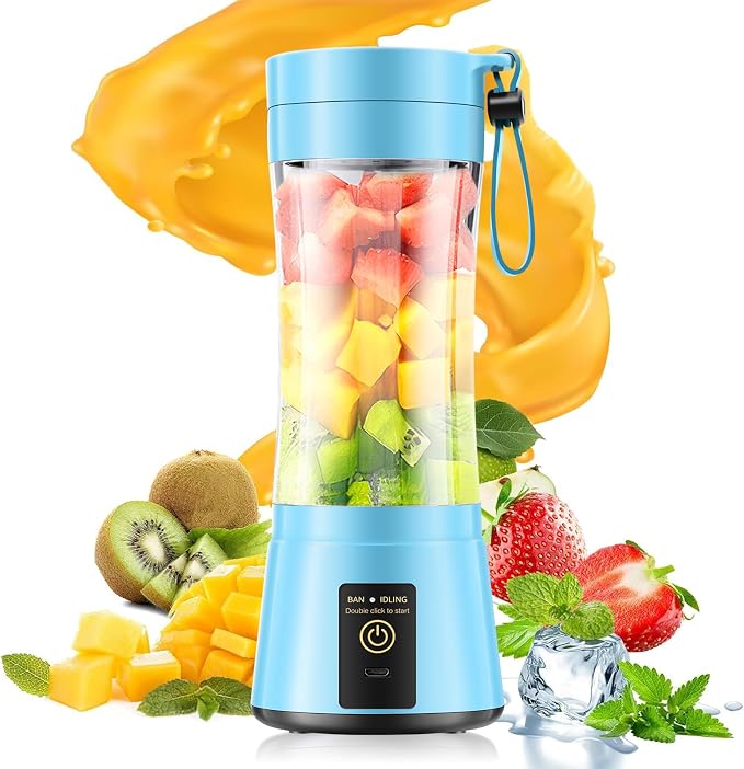 Mini Personal Portable Blender - 12oz Smoothie Blender Juice Cup | Cordless Lightweight Small Blender, Leak-Proof, Quick Blend, Easy Clean, Easily Making Fresh Juice for Sports/Office/Gym