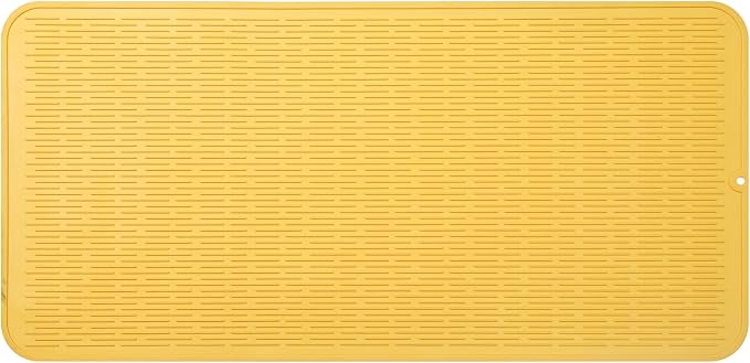 MicoYang Silicone Dish Drying Mat for Multiple Usage,Easy clean,Eco-friendly,Heat-resistant Silicone Mat for Kitchen Counter or Sink,Refrigerator or Drawer Liner Yellow 5XL 36inches x 18inches