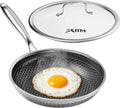 Nonstick Frying Pan with Lid 7-Inch, Durable Stainless Steel Skillet, Induction Cooktop Compatible, PFOA-Free Scratch-Proof, Dishwasher & Oven Safe, Stay-Cool Handle, Silver Kitchen Cookware