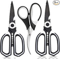 OMDAR 3-Pack Titanium Coated Kitchen Scissors – Rust-Resistant, Includes Magnetic Safety Cover for Easy Magnetic Mounting