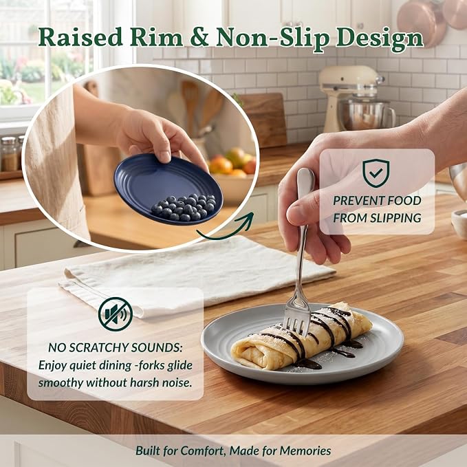 Wheat Straw Mini Plates | For Dessert, Appetizer, Breakfast & Snacks | Long-lasting Plastic Plates & Salad Plates Collection -8-Pack Small Plate Set -Island Series
