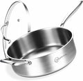 LOLYKITCH 7-Quart Saute Pan with Lid | 12-Inch Deep Frying Pan | Tri-Ply Stainless Steel Clad | Large Skillet | Jumbo Cooker | Dishwasher & Oven Safe | Detachable Handle | 6-8 Servings