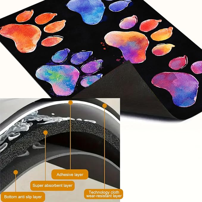 HOMETITUTE Stove Top Cover 28x20 Colorful Paw Print Heat Resistant Mat