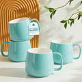 Teocera 16oz Ceramic Coffee Mugs Set of 4 – Stackable Latte Cups, Microwave, Dishwasher & Oven Safe – Ideal for Coffee, Cappuccino, Hot Chocolate, Housewarming Gifts, Turquoise