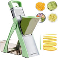 Upgrade Safe Mandoline Slicer for Kitchen, SupMaKin Bigger Entrance Vegetable Food Slice Potato Slicer Chopper, Adjustable Thickness Multi Mandolin, Julienne + Dicer Kitchen Must Haves Green | 0.1-8mm, Cut Resistant Stainless Steel Blades,Potato Fry Cu...