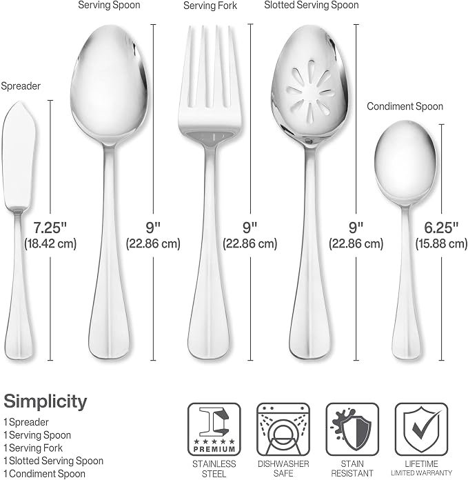 Pfaltzgraff Everyday Simplicity 53-Piece Stainless Steel Flatware Set, Service for 8 (Pack of 2)