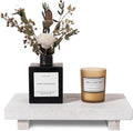 Wood Bathroom Tray Farmhouse Decor Kitchen Soap Holder, 9"x6" White | Waterproof, Lightweight, Easy Clean, Small Wooden Riser Pedestal Stand Accessories for Office Desk, Vanity, Counter, Sink
