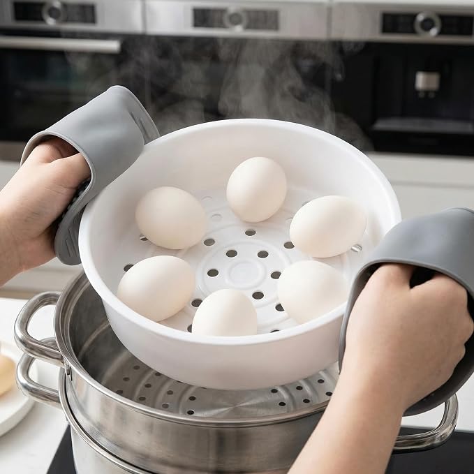 Angoily 2Pcs Plastic Rice Cooker Steamer Basket for 8.85" Rice Cooker 3L 5L | Steam Rack Insert Round Food Tray, Round Steaming Accessories, Veggie Rack Cooking Utensils, Buns Dumplings Kitchen Gadgets