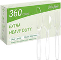Pleafind 360 Count Plastic Silverware - 7 Inch Heavy Duty, Food Grade Plastic Utensils Set for Family Gatherings, Picnics & Everyday Use, Disposable Silverware with 120 Forks, Spoons and Knives