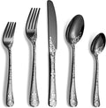 40 Piece Black Silverware Set, Stainless Steel Flatware Cutlery Set Service for 8, Mirror Polished Tableware Eating Utensils Set for Home Kitchen, Include Knife Fork Spoon Set, Dishwasher Safe
