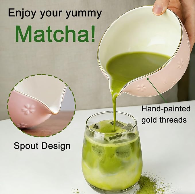 Clay&Fire Matcha Whisk Set, 9 pcs Ceramic Matcha Set for Beginner | Matcha Bowl with Spout and Whisk, Matcha Kit for Matcha Lovers, Ideal Gift Christmas, Birthday, Anniversary