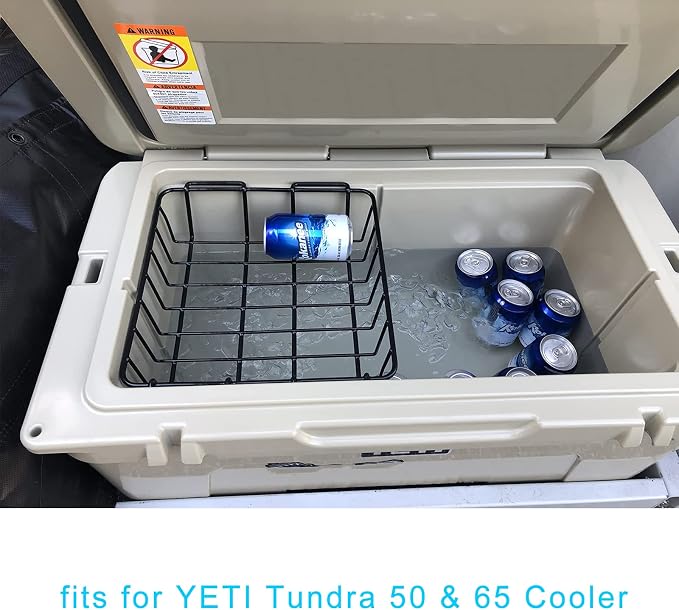 Cooler Basket for YETI Tundra 50 or 65,Inside Dry-Goods Basket Compatible with Cabela's 60QT, Igloo BMX 52QT, Ozark Trail 52QT,Pelican Elite (45 & 70) etc,Stainless Steel Wire Cooler Rack