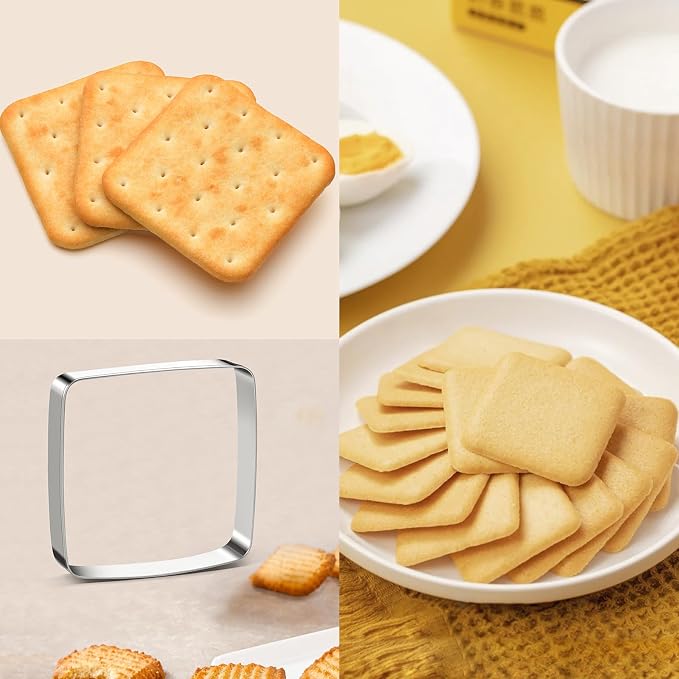 Square Round Corner Cookie Cutter Sandwich Cutters for Lunchbox Fruit Cutters Vegetable Cutters for Baking DIY X‘mas Birthday Party Decor, Pack of 5