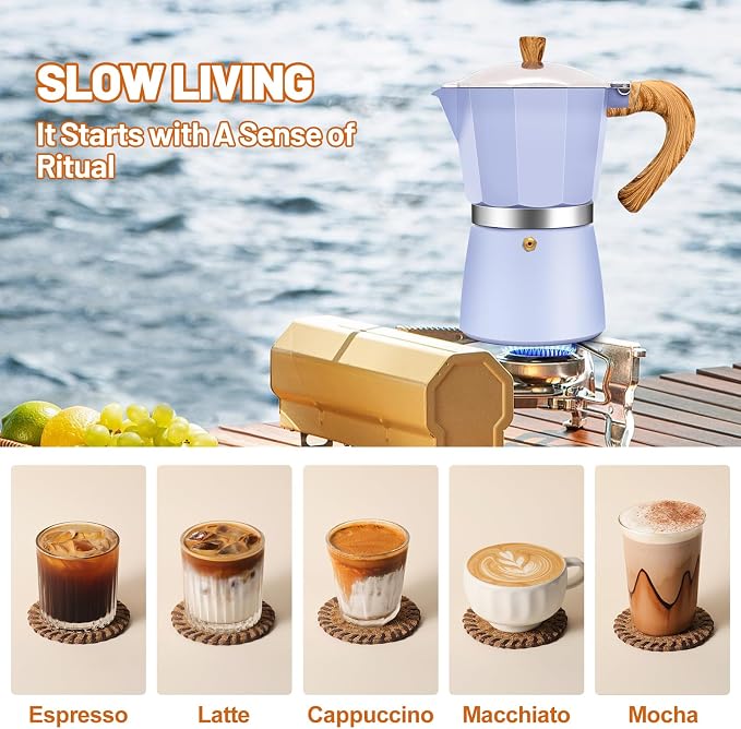 3 Cup Aluminum Espresso Stovetop Moka Pot Express Coffee Maker Percolator Italian Classic Mocha Coffee Machine for Italian and Cuban Cafe Brewing for Home & Camping 150ml 5oz