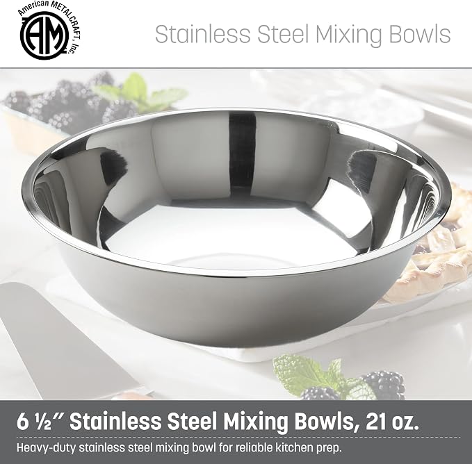 American Metalcraft 3/4 qt Stainless Steel Mixing Bowl, Silver (SSB75)