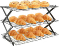 Cooling Racks For Cooking And Baking, 2/3/4-Tier Collapsible Cookie Cooling Rack With Adjustable 3 Setting Design Stackable Roasting Cooking Drying Wire Cooling Rack For Cookies Bread Baking