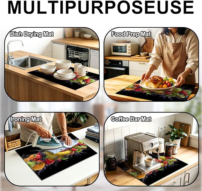 Mixed Fruit Splash Stove Top Cover 28.35x20.47in Colorful Kitchen | Mixed fruit splash stove top cover 28.35x20.47 in; colorful kitchen cooktop mat dishwasher safe machine washable year-round