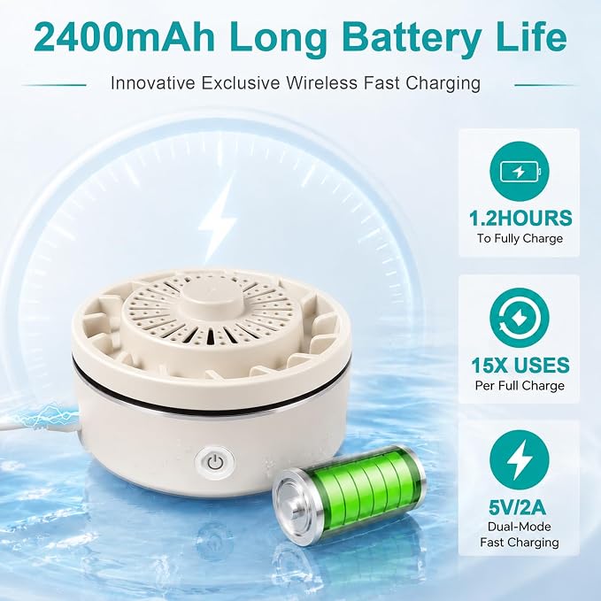 Fruit and Vegetable Wash Machine, AZ GOGO Produce Cleaner Device, 2026 New Ti Electrolysis Wireless Automatic Fruit and Vegetable Washer Portable Food Purifier (Beige)