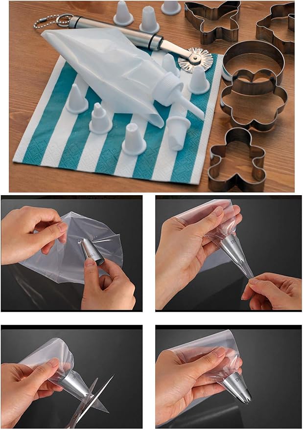 Piping Pastry Bag Pack of 200 Plastic Disposable Cream Pastry Bag Cake Icing Sugarcraft Cupcake Piping Decorating Tool For Baking Supplies (Medium 12'' 200pcs)