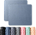 2 Pack Caketime Silicone Dish Drying Mat for Kitchen Counter Multiple Usage for Cooking Grilling Under Sink Office Coffee Accessories Appliances Pioneer Woman Stuff Extra Large 18"x16" Blue