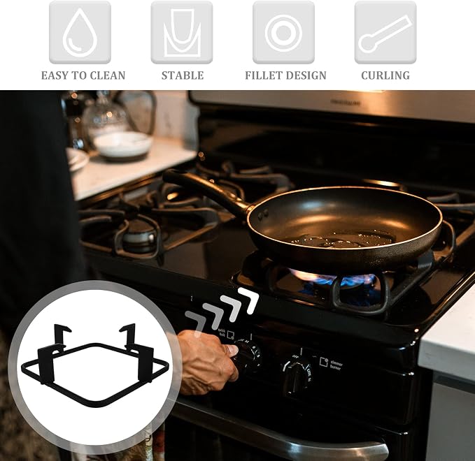 Uonlytech Gas Stove Burner Covers Cast Iron Wok Support Ring, 20. 7cm Square Gas Burner Rack Stove Trivets Cooktop Range Pan Holder Stand Stove Rack for Kitchen Camping Gas Cooker Cast Iron Wok